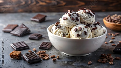 Creamy cookies and cream ice cream topped with chocolate shavings and cookie pieces, delicious, cookies and cream, ice cream