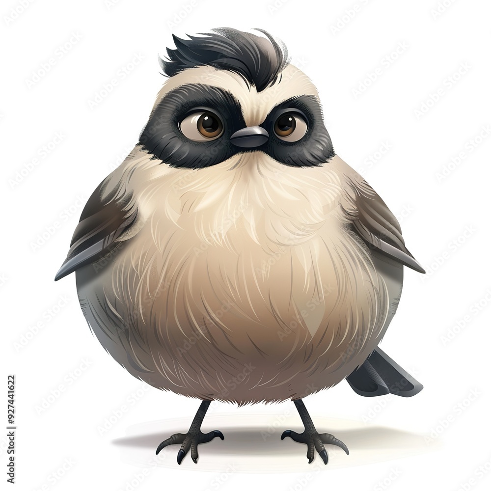 Fototapeta premium Chickadee ementalist Occupation fantasy animal cartoon isolated whitebackground