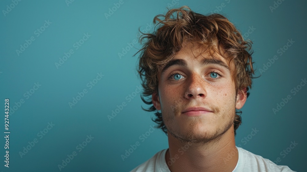 Young man showing boredom standing against a solid studio background Young man showing boredom standing against a solid studio background
