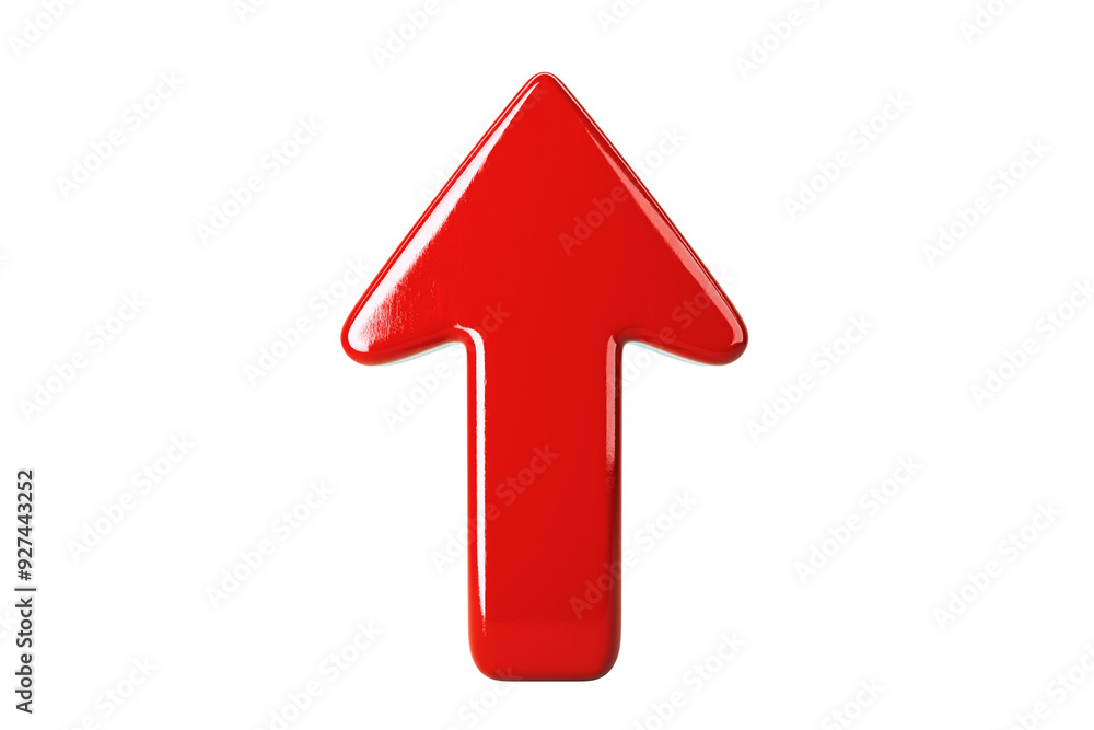A red 3D arrow pointing upward against a white background. Concept of rise, direction, and movement. Clean and isolated design. 3D Rendering A red 3D arrow pointing upward against a white background. Concept of rise, direction, and movement. Clean and isolated design. 3D Rendering