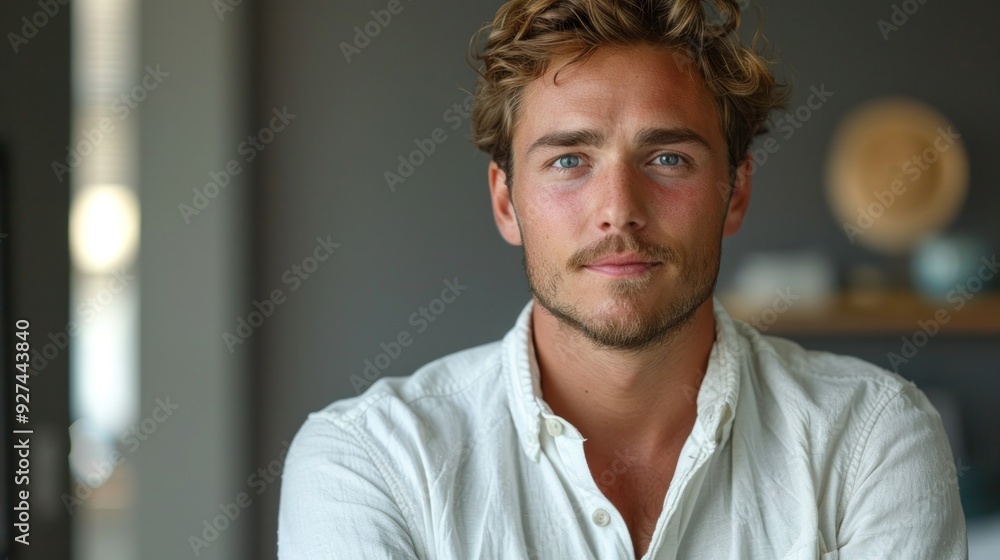 Young man expressing curiosity standing against a solid studio background Young man expressing curiosity standing against a solid studio background