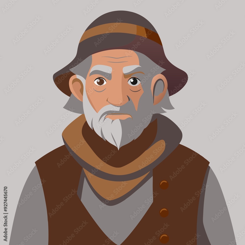 Obraz premium an elderly man with a beard in a panama hat and in historical peasant clothes