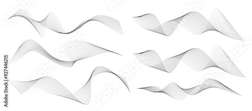 Abstract grey white wave lines dynamic flowing colorful light isolated background. illustration design element in concept of music, party, technology, modern, wallpaper, business card, banner, flyers