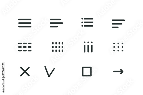 Hamburger interface menu simple line, minimal ui popup burger. Template navigation. Icon, dropdown button web symbol. Interface Design element