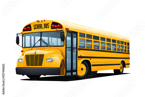 Yellow school bus on a Transparent background.
