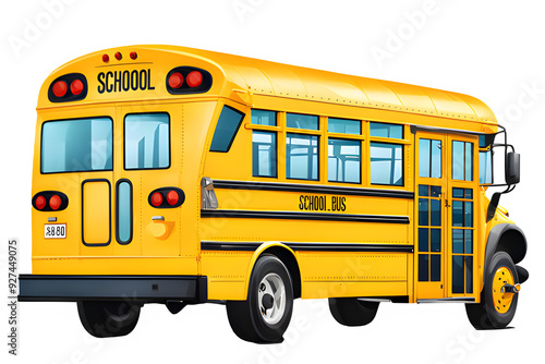 Yellow school bus on a Transparent background.
