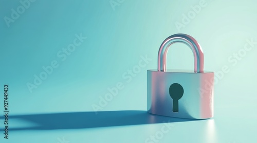 Cartoon Locked Metallic Padlock Isolated on Flat Blue Background with Shadow 3D Illustration --ar 16:9 --v 6.1 Job ID: ff9f5e9f-4167-4060-80d7-1fe097df67d9