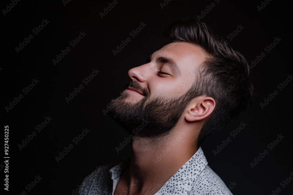 A close up of a man's face with her eyes closed A close up of a man's face with her eyes closed