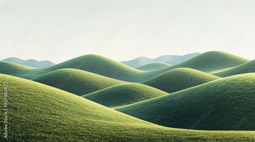 Elegant 2D Depiction Of Rolling Hills With Smooth Gradients And Elegant 2D Depiction Of Rolling Hills With Smooth Gradients And