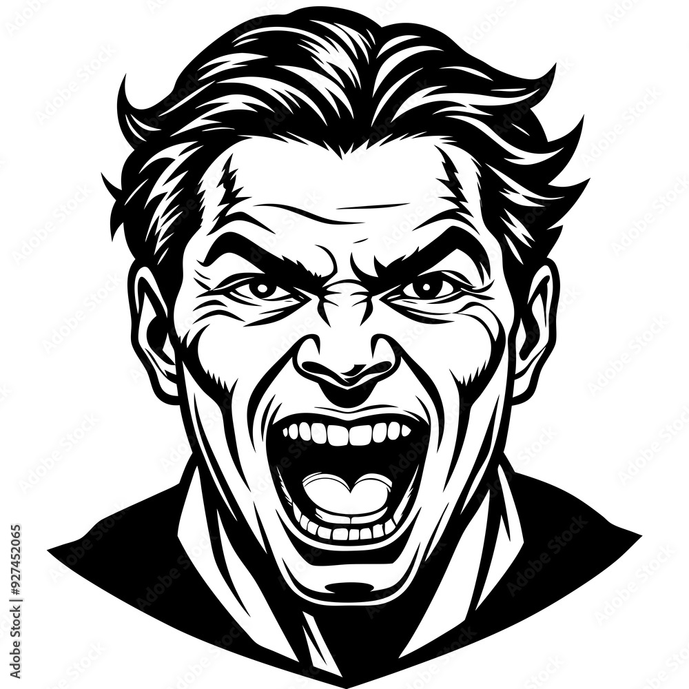 man's face with a triumphant expression man's face with a triumphant expression