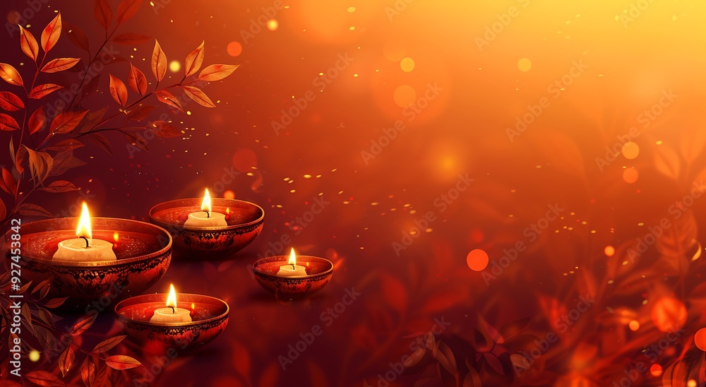 Colorful Happy Diwali festival backdrop with bokeh lights, oil lamp, flower on red background
Colorful Happy Diwali festival backdrop with bokeh lights, oil lamp, flower on red background