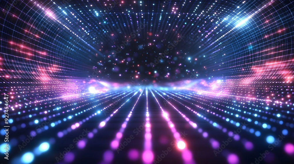 Abstract Neon Lights Grid Background Abstract Neon Lights Grid Background