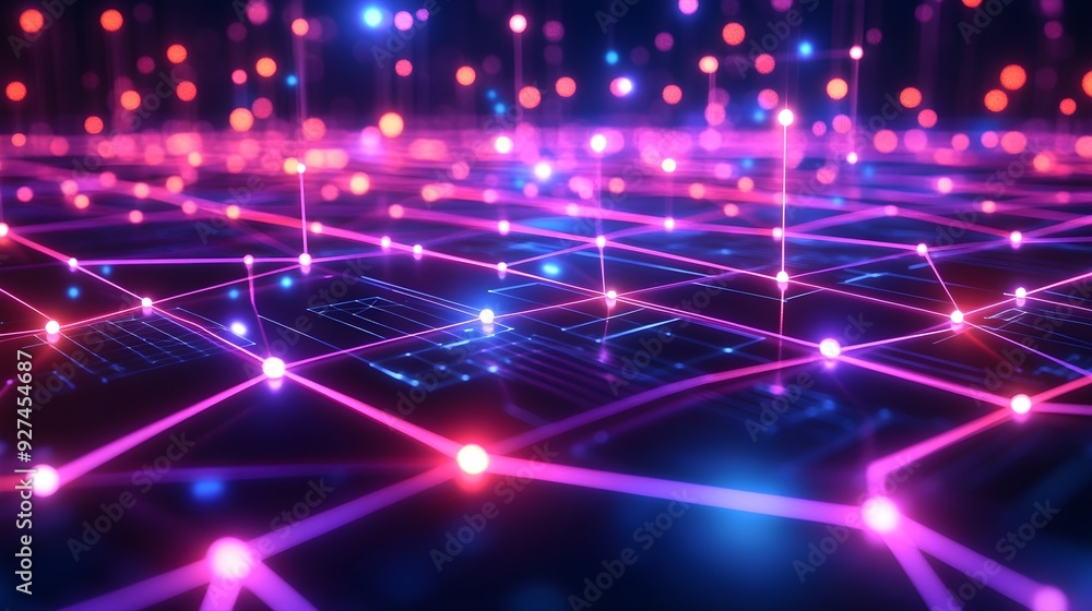Abstract Neon Lights Network Background Abstract Neon Lights Network Background