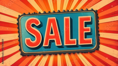 Eye-Catching Sale Banner with Bold Lettering and Vibrant Rays for Retail Promotions