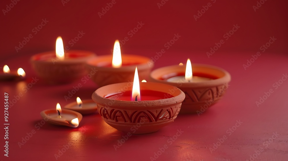 Colorful Happy Diwali festival backdrop with bokeh lights, oil lamp, flower on red background
Colorful Happy Diwali festival backdrop with bokeh lights, oil lamp, flower on red background