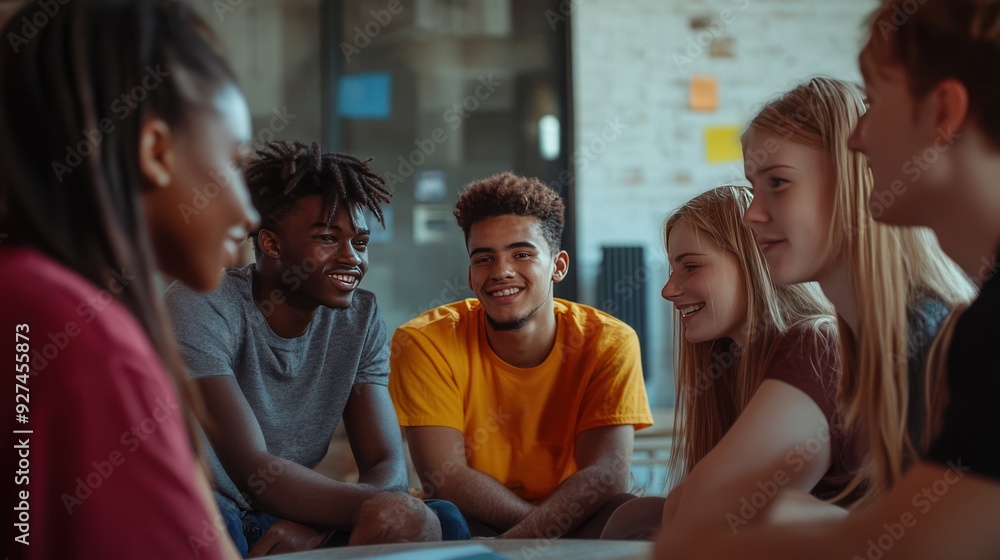 Obraz premium Group of Diverse Friends Sitting and Talking