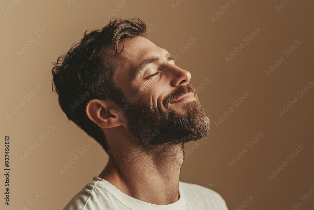 Obraz premium A close up of a man's face with her eyes closed