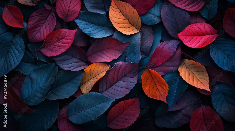 pile of colorful autumn leaves, spread out on the ground pile of colorful autumn leaves, spread out on the ground