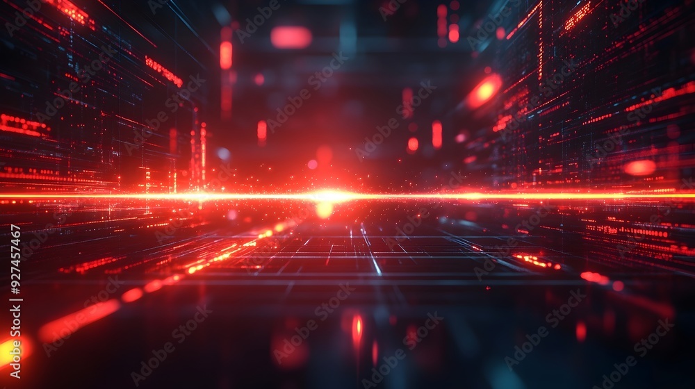 Abstract Red Digital Network Technology Background Abstract Red Digital Network Technology Background