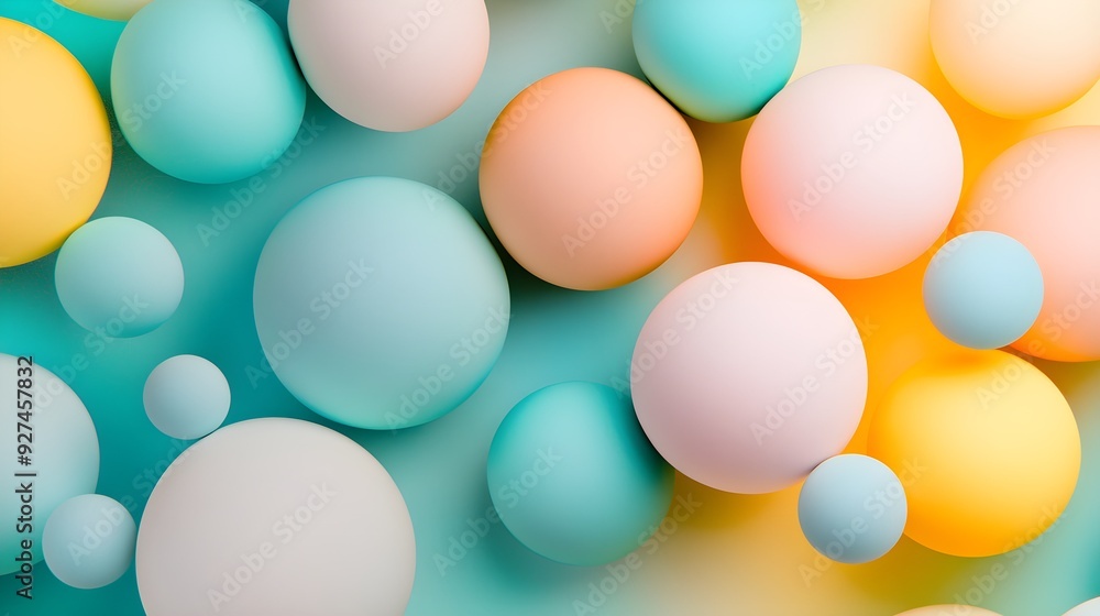 Geometric shapes: Pastel spheres abstract background Geometric shapes: Pastel spheres abstract background