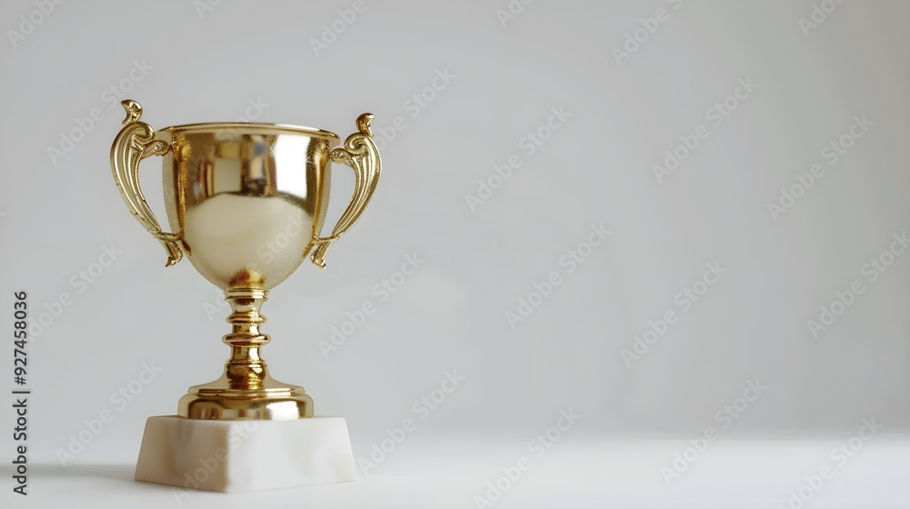 Gold trophy cup on white background, concept of celebration Gold trophy cup on white background, concept of celebration