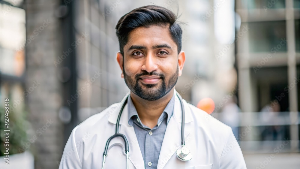Indian Doctor with Stethoscope - Close-up portrait of an Indian male doctor wearing a stethoscope and a white coat, showing a confident and caring expression.
Indian Doctor with Stethoscope - Close-up portrait of an Indian male doctor wearing a stethoscope and a white coat, showing a confident and caring expression.