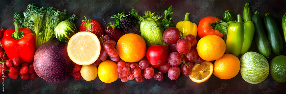 Collection with different fruits and vegetables Collection with different fruits and vegetables