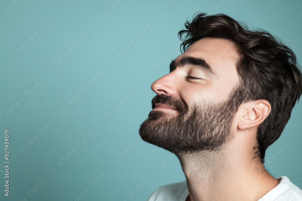 A close up of a man's face with her eyes closed A close up of a man's face with her eyes closed