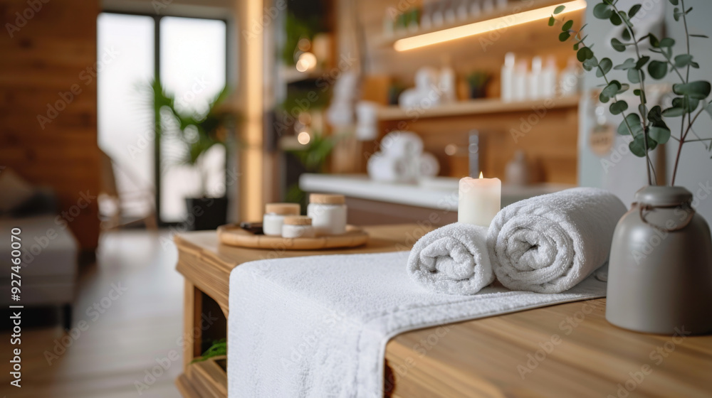 A serene collection of spa settings featuring rolled towels, candles, zen stones, meditation, and natural skincare elements for ultimate relaxation. A serene collection of spa settings featuring rolled towels, candles, zen stones, meditation, and natural skincare elements for ultimate relaxation.