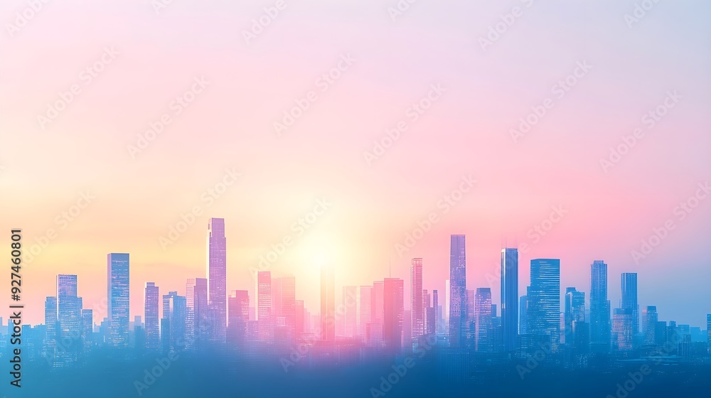 Cityscape Sunset with Pink and Blue Sky Cityscape Sunset with Pink and Blue Sky