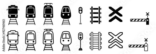 train bundle icon public transportation locomotive sign