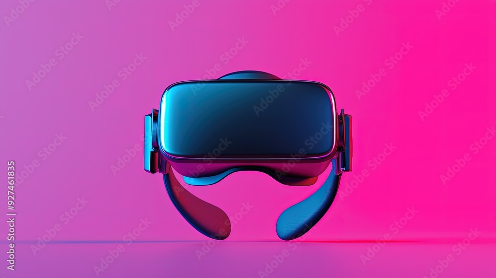 Futuristic VR headset, immersive experience and holographic display, 3D illustration Futuristic VR headset, immersive experience and holographic display, 3D illustration