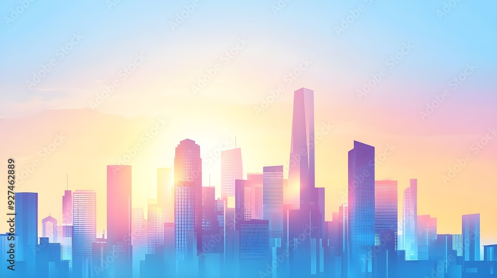 Modern Cityscape Silhouette Sunset Sky Modern Cityscape Silhouette Sunset Sky