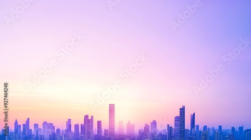 Purple Skyline Cityscape at Sunset - Urban Design, Architecture