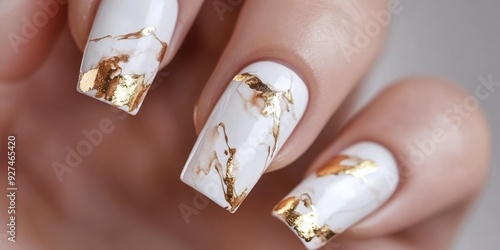Exquisite Marble Effect Nail Art Design in 4K UHD: High Resolution, Sharp Focus, Artistic Flair