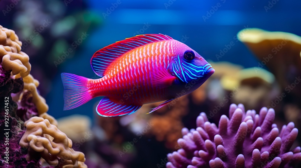 Fototapeta premium A photo of a colorful coral reef fish