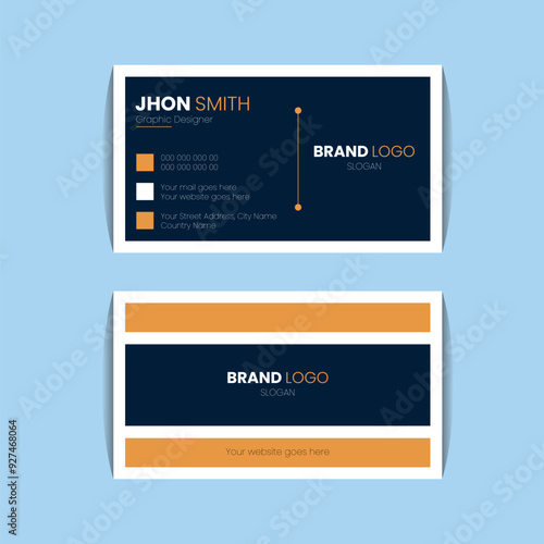 Abstract Modern business card design with professional look, blue ready to print design