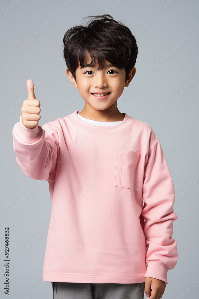 young Asian kid wearing a orange outfit, isolated on a white isolated background young Asian kid wearing a orange outfit, isolated on a white isolated background