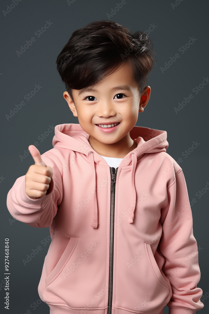 young Asian kid wearing a orange outfit, isolated on a white isolated background young Asian kid wearing a orange outfit, isolated on a white isolated background