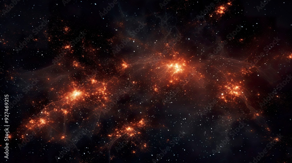 A photo of a constellation with fireworks overlay