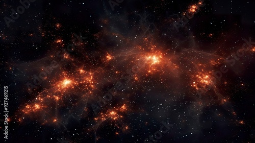 A photo of a constellation with fireworks overlay