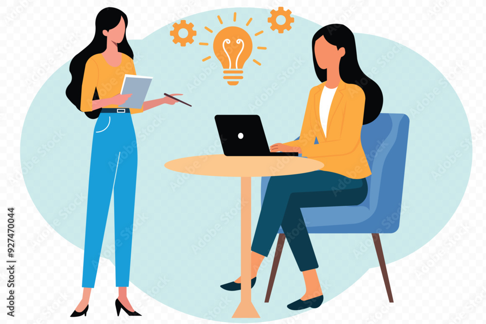 Two businesswomen want to discuss. Two businesswomen want to discuss.