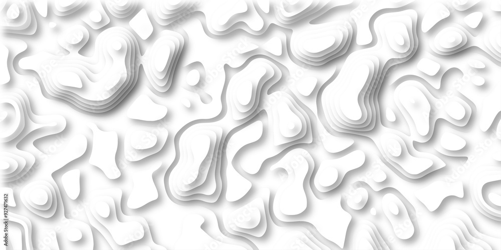 3D Papercut Stylized White topographic contour scheme and terrain. Abstract lines or wavy backdrop background. Topography grid map. Geographic line mountain relief. Contour map background. 3D Papercut Stylized White topographic contour scheme and terrain. Abstract lines or wavy backdrop background. Topography grid map. Geographic line mountain relief. Contour map background.