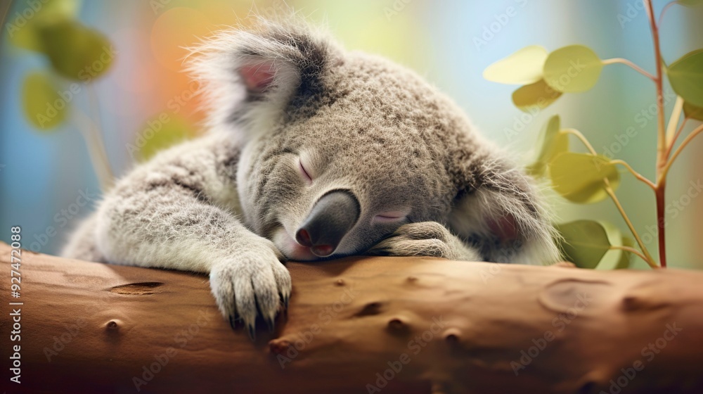 Obraz premium A photo of a cute koala sleeping