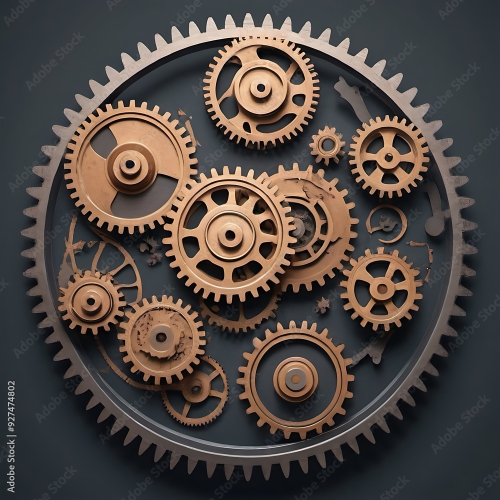 an abstract representation of gears and mechanical parts in motion