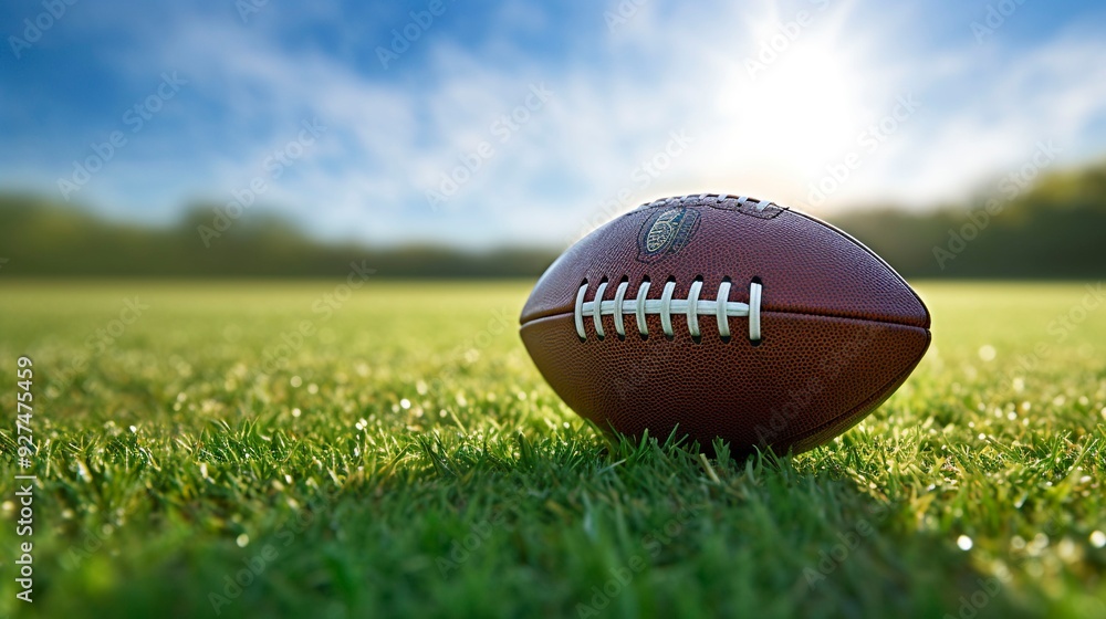 A photo of a football on a field A photo of a football on a field