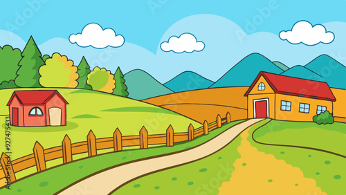 wonderful a beautiful rural setting vector illustration