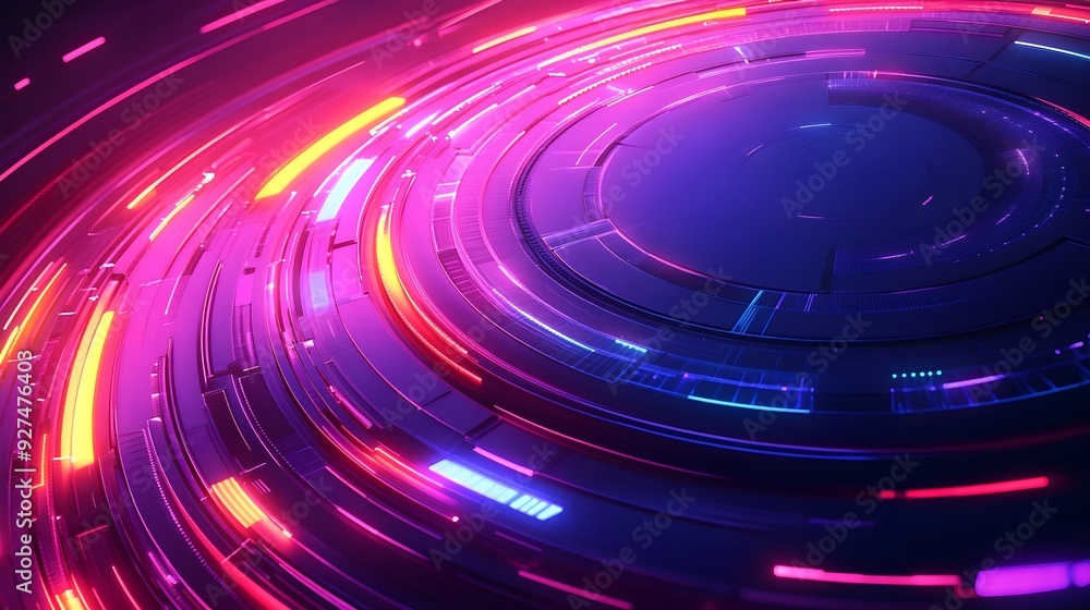 Abstract Neon Lights Background, Futuristic Technology Abstract Neon Lights Background, Futuristic Technology