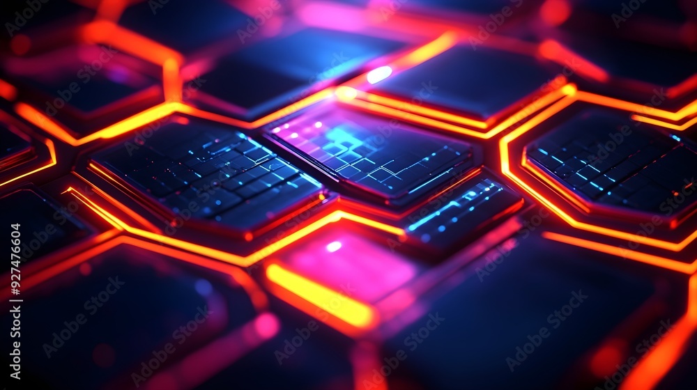 Abstract Neon Lights Background, Futuristic Tech Design Abstract Neon Lights Background, Futuristic Tech Design