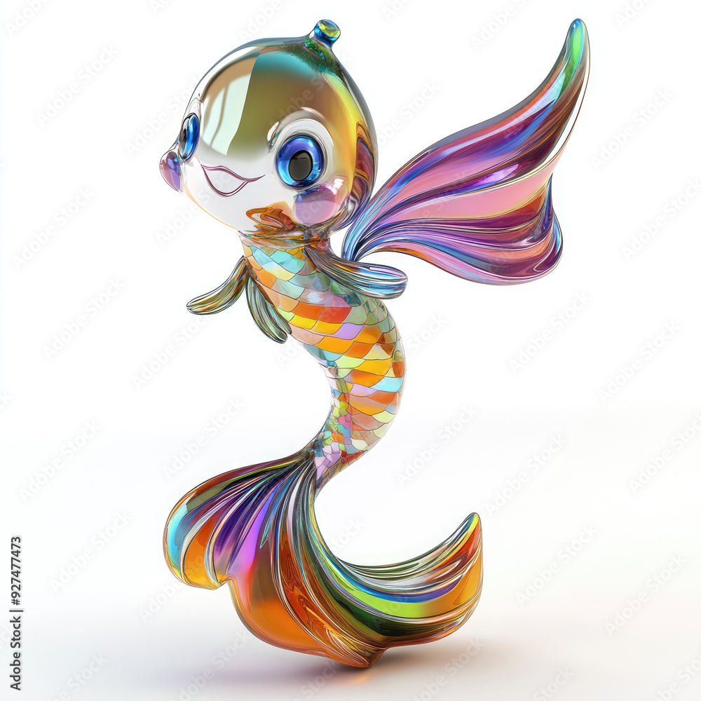 3D funny fairy glass mermaid, isolated, on a white background. Design for a Christmas tree toy, souvenir, gift, decorative element, decoration. Illustration for printing on fabric, paper. 3D funny fairy glass mermaid, isolated, on a white background. Design for a Christmas tree toy, souvenir, gift, decorative element, decoration. Illustration for printing on fabric, paper.